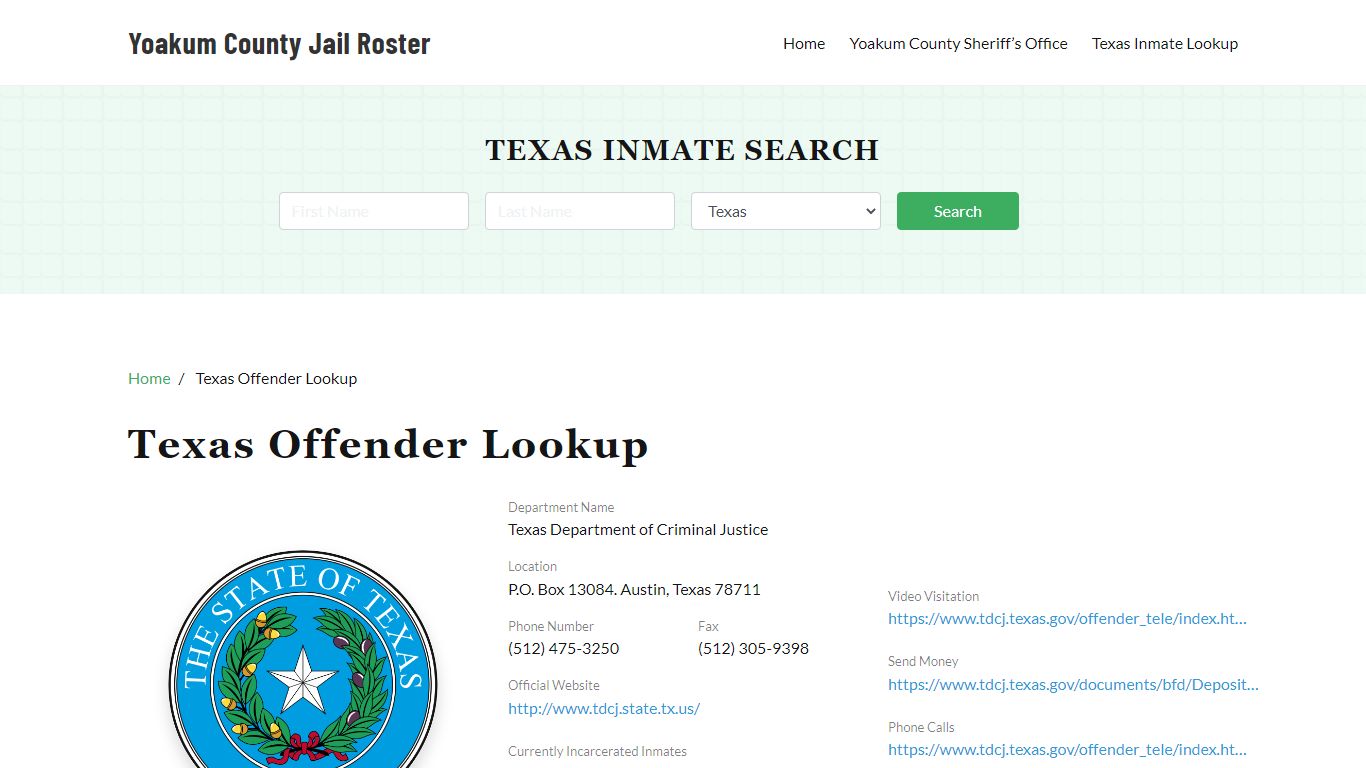 Texas Inmate Search, Jail Rosters - Yoakum County Jail