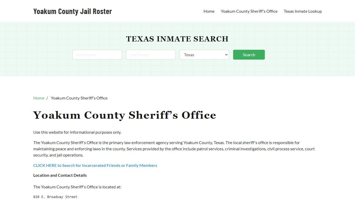 Yoakum County Sheriff Office, TX, Arrest Warrants Search