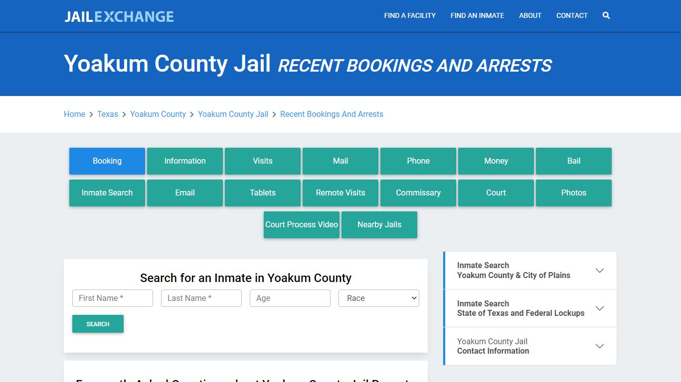 Yoakum County Jail & Sheriff Recent Bookings And Arrests - Jail Exchange